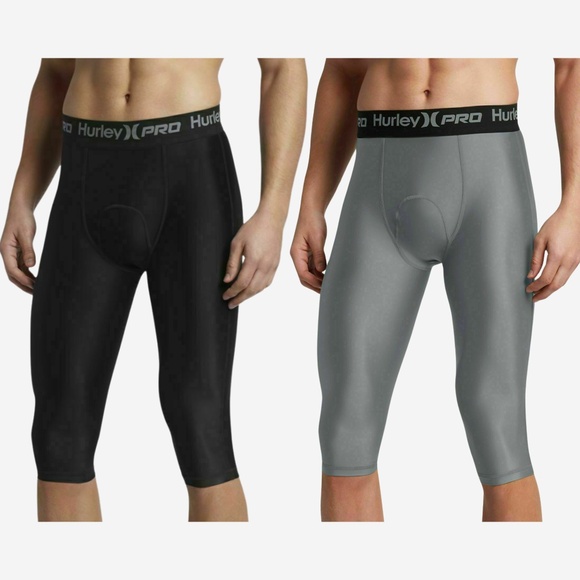 Hurley Pro 23” Compression Surf Tights Shorts Mens Size S 50+ UPF 2 Pack - Picture 1 of 6
